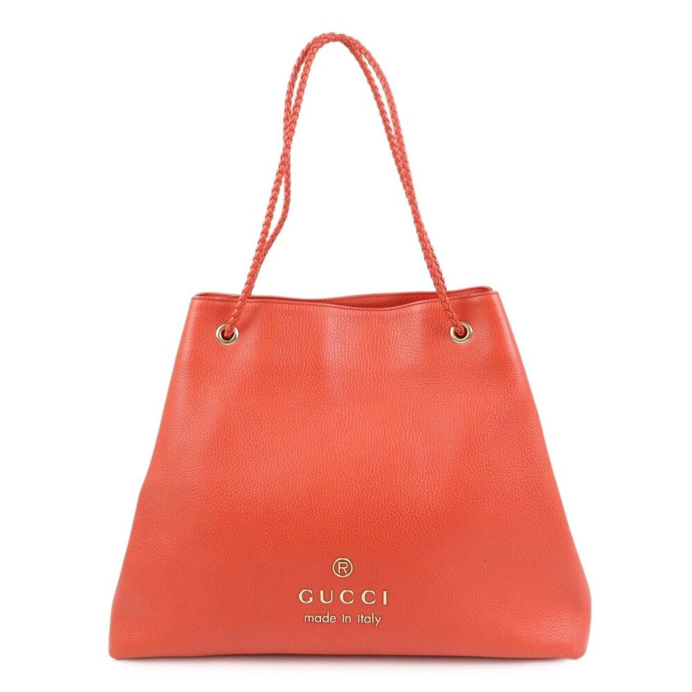 Gucci Logo Calfskin Shoulder Bag Orange Leather